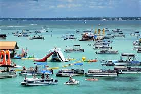 Water trampolines and inflatables at Crab Island
